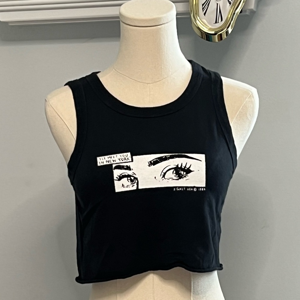 Brandy Melville I’ll Meet You In New York Black Cropped Tank J Galt One Size